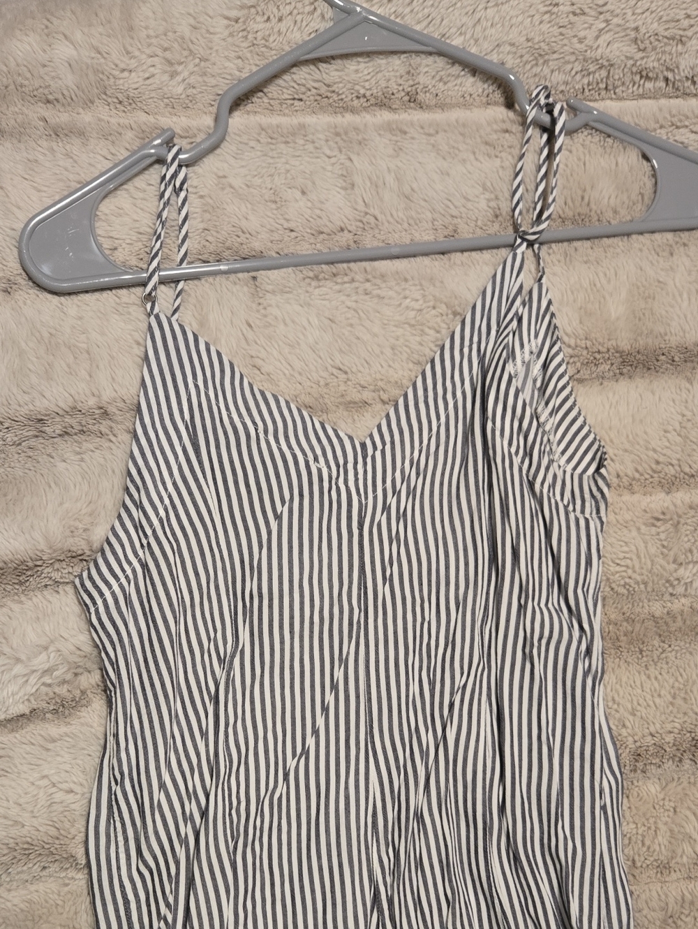 7 For All Mankind Blue and White Striped Button-Front Midi Slip Dress - Picture 3 of 3